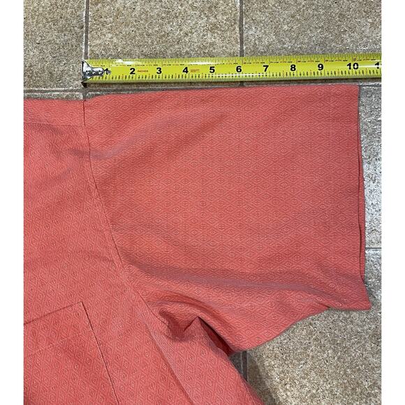 Pronto Uomo Silk Button Up Shirt Men’s Size XL Classic Fit, Salmon, Short Sleeve - Picture 6 of 14